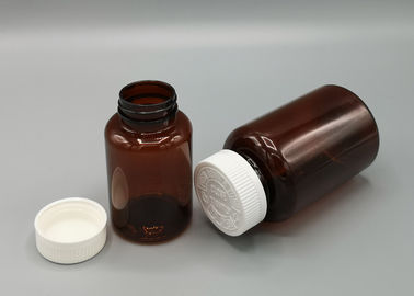 फार्मास्यूटिकल्स के लिए ब्राउन पालतू बोतलें, ढक्कन के साथ 250 मिलीलीटर प्लास्टिक दवा की बोतलें