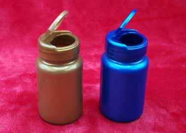 ब्लू 100ml गोल प्लास्टिक की बोतलें, फ्लिप - टॉप कैप रंगीन गोली की बोतलें